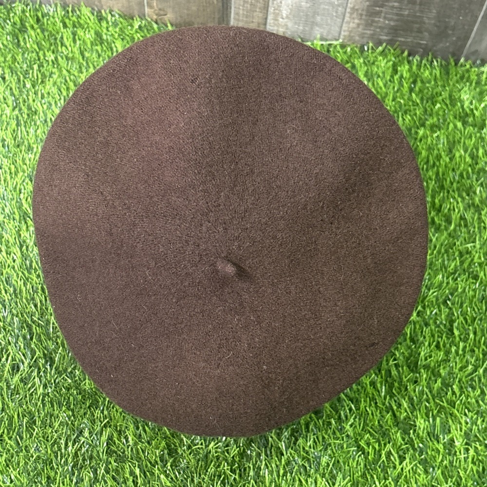 Vintage Summer Tompkins Collection Chocolate Brown Wool Beret Hat Paris Chic - Picture 3 of 5